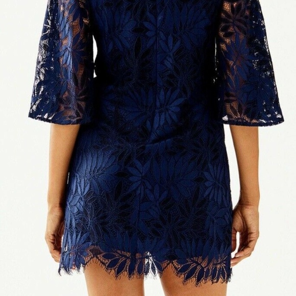 Lilly Pulitzer Jackelin Romper True Navy Fern Gallery Lace - size 4 - Picture 4 of 7